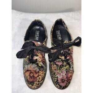 Vintage Swear London Charlotte 1 Floral Tapestry Lace-up Shoes Sz 37